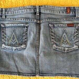 7 For All Mankind Denim Mini Skirt | Vintage "A" Pocket Rhinestone